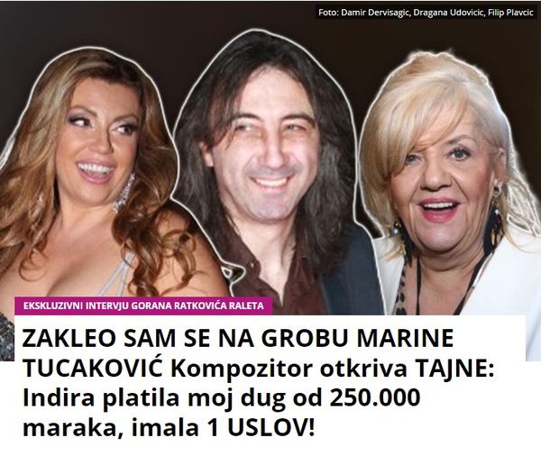 ZAKLEO SAM SE NA GROBU MARINE TUCAKOVIĆ Kompozitor otkriva TAJNE: Indira platila moj dug od 250.000 maraka, imala 1 USLOV!