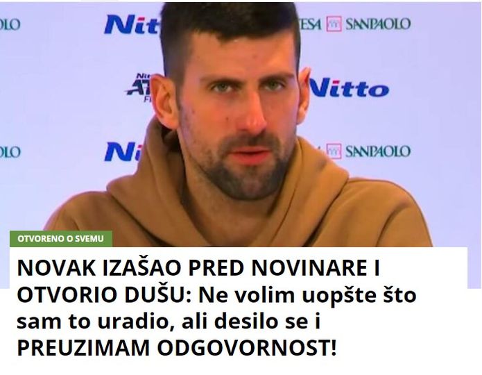 NOVAK IZAŠAO PRED NOVINARE I OTVORIO DUŠU: Ne volim uopšte što sam to uradio, ali desilo se i PREUZIMAM ODGOVORNOST!