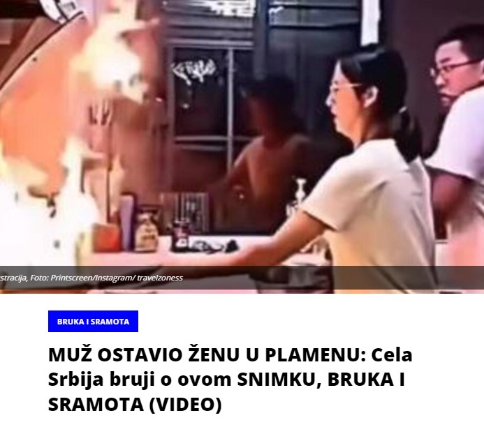 MUŽ OSTAVIO ŽENU U PLAMENU: Cela Srbija bruji o ovom SNIMKU, BRUKA I SRAMOTA (VIDEO)