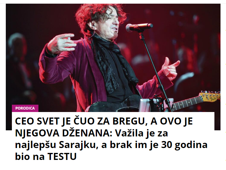 CEO SVET JE ČUO ZA BREGU, A OVO JE NJEGOVA DŽENANA: Važila je za najlepšu Sarajku, a brak im je 30 godina bio na TESTU