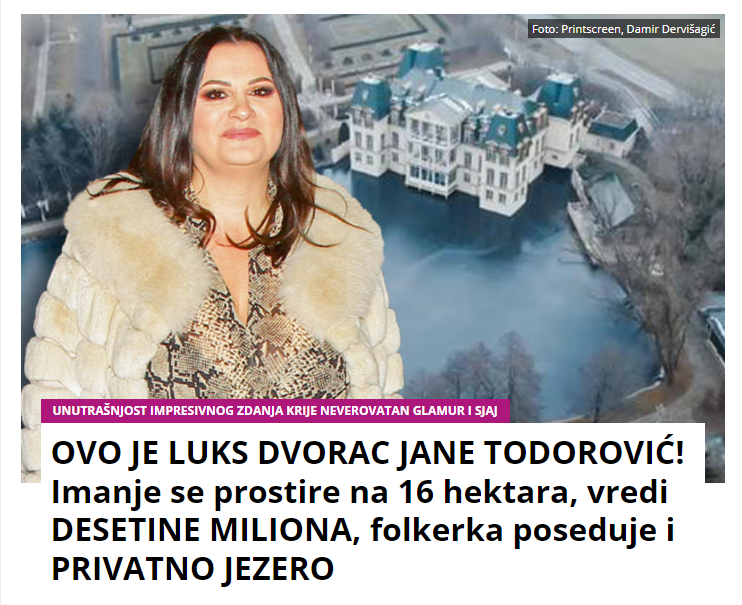 OVO JE LUKS DVORAC JANE TODOROVIĆ! Imanje se prostire na 16 hektara, vredi DESETINE MILIONA, folkerka poseduje i PRIVATNO JEZERO