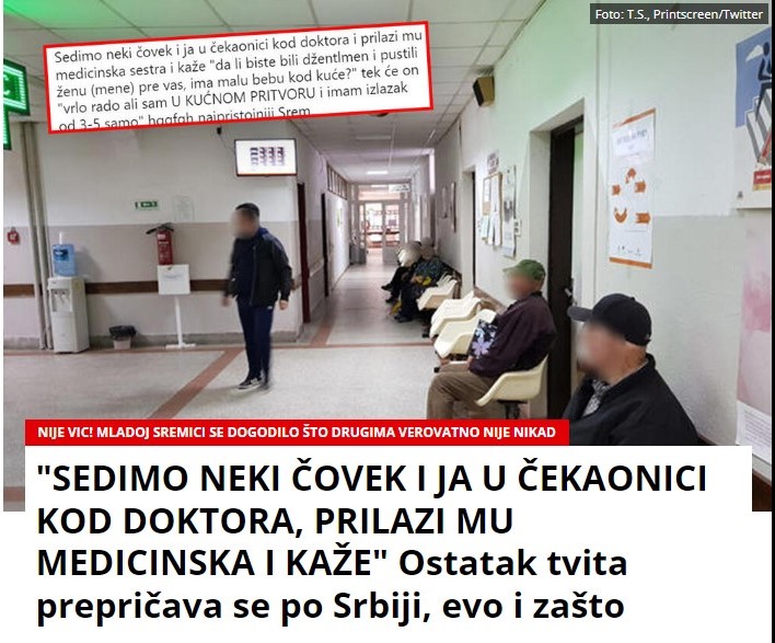 “SEDIMO NEKI ČOVEK I JA U ČEKAONICI KOD DOKTORA, PRILAZI MU MEDICINSKA I KAŽE” Ostatak tvita prepričava se po Srbiji, evo i zašto