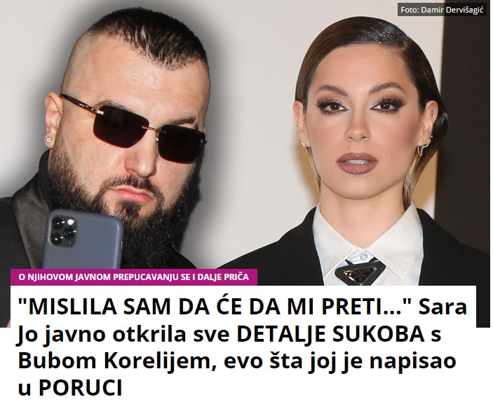 “MISLILA SAM DA ĆE DA MI PRETI…” Sara Jo javno otkrila sve DETALJE SUKOBA s Bubom Korelijem, evo šta joj je napisao u PORUCI