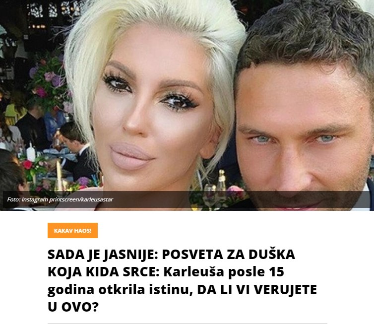 SADA JE JASNIJE: POSVETA ZA DUŠKA KOJA KIDA SRCE: Karleuša posle 15 godina otkrila istinu, DA LI VI VERUJETE U OVO?