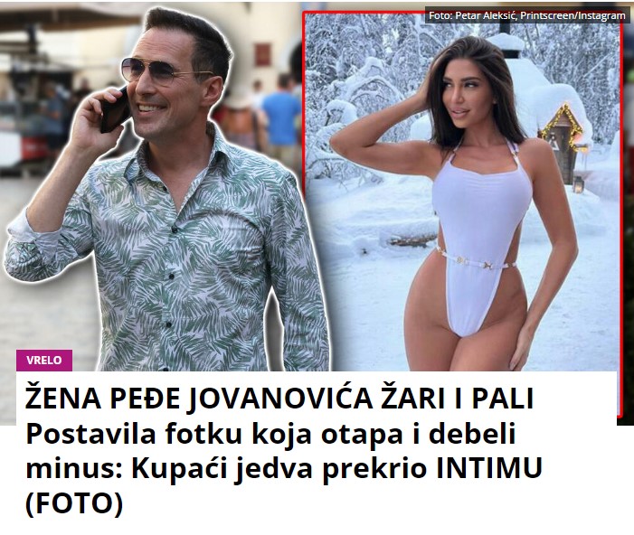 ŽENA PEĐE JOVANOVIĆA ŽARI I PALI Postavila fotku koja otapa i debeli minus: Kupaći jedva prekrio INTIMU (FOTO)