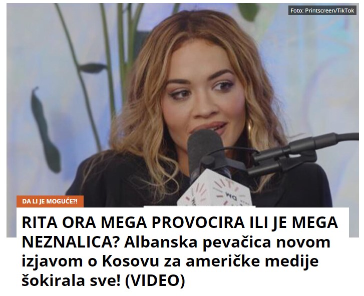 RITA ORA MEGA PROVOCIRA ILI JE MEGA NEZNALICA? Albanska pevačica novom izjavom o Kosovu za američke medije šokirala sve! (VIDEO)