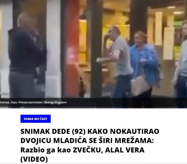 SNIMAK DEDE (92) KAKO NOKAUTIRAO DVOJICU MLADIĆA SE ŠIRI MREŽAMA: Razbio ga kao ZVEČKU, ALAL VERA (VIDEO)