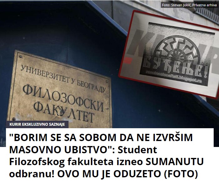 “BORIM SE SA SOBOM DA NE IZVRŠIM MASOVNO UBISTVO”: Student Filozofskog fakulteta izneo SUMANUTU odbranu! OVO MU JE ODUZETO (FOTO)