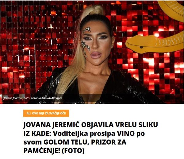 JOVANA JEREMIĆ OBJAVILA VRELU SLIKU IZ KADE: Voditeljka prosipa VINO po svom GOLOM TELU, PRIZOR ZA PAMĆENJE! (FOTO)