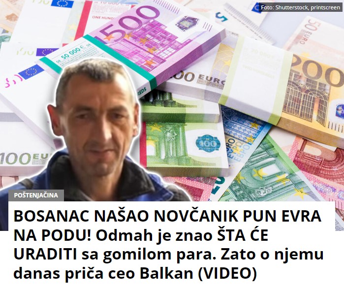 BOSANAC NAŠAO NOVČANIK PUN EVRA NA PODU! Odmah je znao ŠTA ĆE URADITI sa gomilom para. Zato o njemu danas priča ceo Balkan (VIDEO)