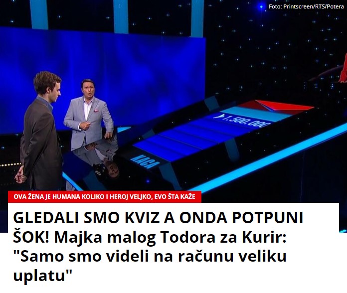 GLEDALI SMO KVIZ A ONDA POTPUNI ŠOK! Majka malog Todora za Kurir: “Samo smo videli na računu veliku uplatu”