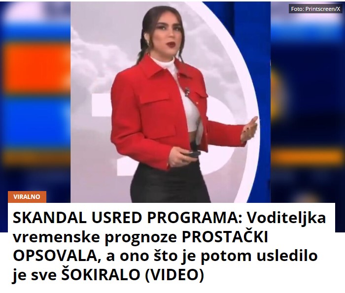 SKANDAL USRED PROGRAMA: Voditeljka vremenske prognoze PROSTAČKI OPSOVALA, a ono što je potom usledilo je sve ŠOKIRALO (VIDEO)