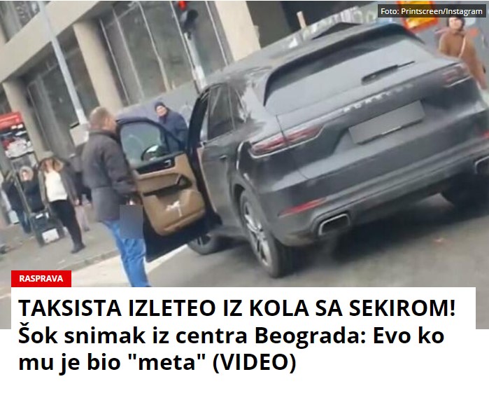 TAKSISTA IZLETEO IZ KOLA SA SEKIROM! Šok snimak iz centra Beograda: Evo ko mu je bio “meta” (VIDEO)