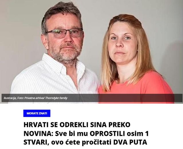 HRVATI SE ODREKLI SINA PREKO NOVINA: Sve bi mu OPROSTILI osim 1 STVARI, ovo ćete pročitati DVA PUTA