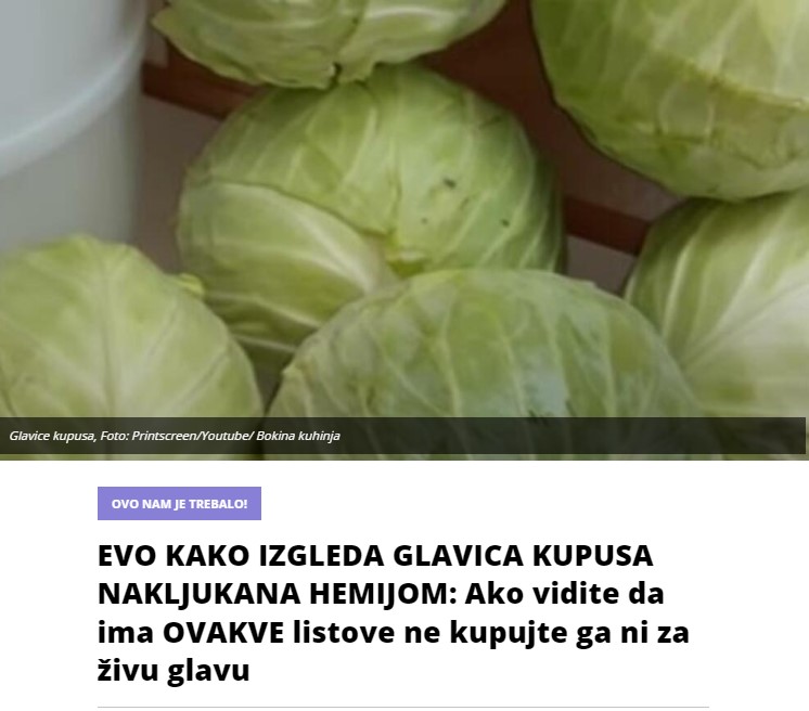 EVO KAKO IZGLEDA GLAVICA KUPUSA NAKLJUKANA HEMIJOM: Ako vidite da ima OVAKVE listove ne kupujte ga ni za živu glavu