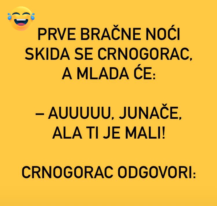 Prve bračne noći skida se Crnogorac, mlada će: