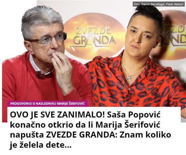 “MISLIO SAM DA JE OD NEKOG UZELA DETE…” Saša Popović konačno otkrio da li Marija Šerifović NAPUŠTA ZVEZDE GRANDA zbog sina!