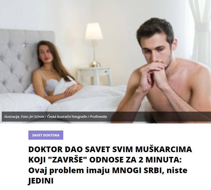 DOKTOR DAO SAVET SVIM MUŠKARCIMA KOJI “ZAVRŠE” ODNOSE ZA 2 MINUTA: Ovaj problem imaju MNOGI SRBI, niste JEDINI