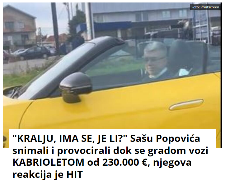 “KRALJU, IMA SE, JE LI?” Sašu Popovića snimali i provocirali dok se gradom vozi KABRIOLETOM od 230.000 €, njegova reakcija je HIT