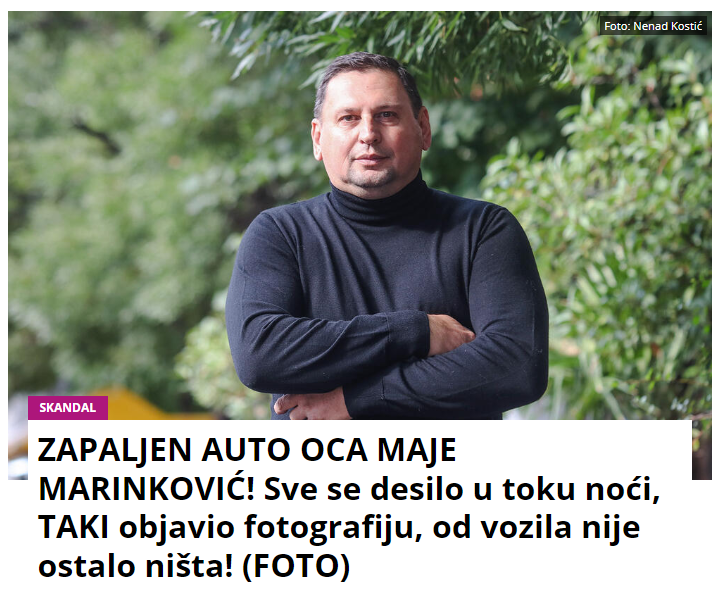 ZAPALJEN AUTO OCA MAJE MARINKOVIĆ! Sve se desilo u toku noći, TAKI objavio fotografiju, od vozila nije ostalo ništa! (FOTO)