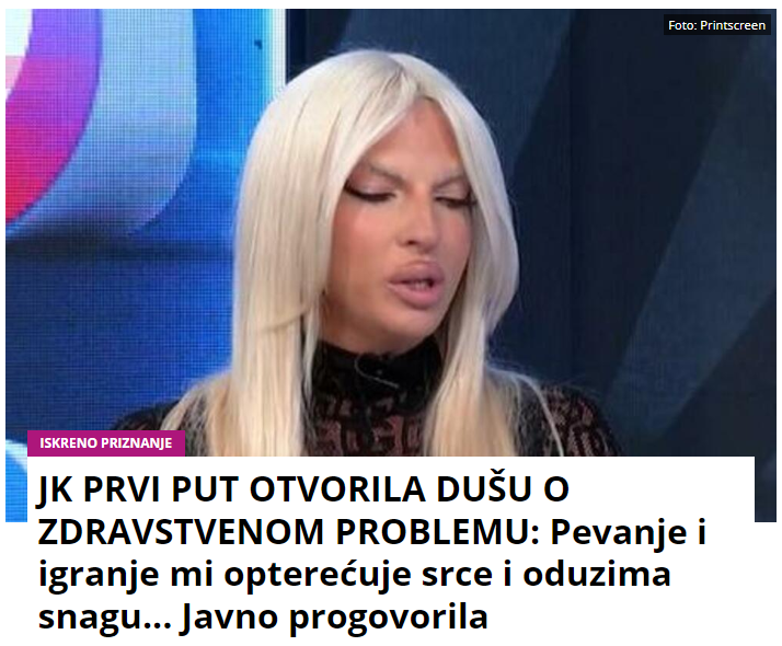 JK PRVI PUT OTVORILA DUŠU O ZDRAVSTVENOM PROBLEMU: Pevanje i igranje mi opterećuje srce i oduzima snagu… Javno progovorila