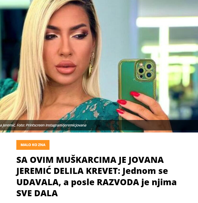 SA OVIM MUŠKARCIMA JE JOVANA JEREMIĆ DELILA KREVET: Jednom se UDAVALA, a posle RAZVODA je njima SVE DALA