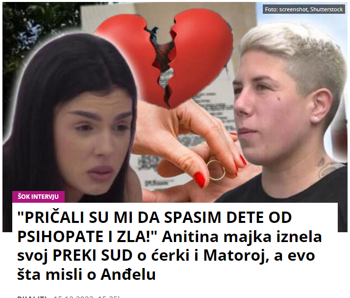 “PRIČALI SU MI DA SPASIM DETE OD PSIHOPATE I ZLA!” Anitina majka iznela svoj PREKI SUD o ćerki i Matoroj, a evo šta misli o Anđelu