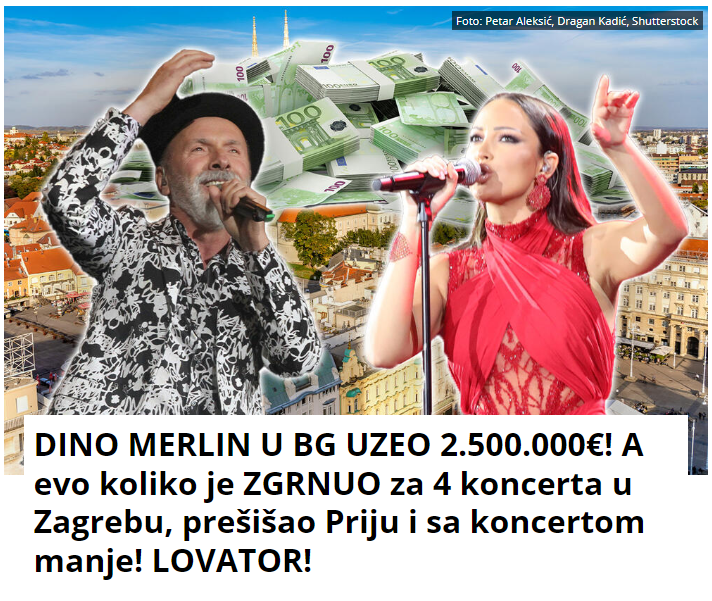 DINO MERLIN U BG UZEO 2.500.000€! A evo koliko je ZGRNUO za 4 koncerta u Zagrebu, prešišao Priju i sa koncertom manje! LOVATOR!