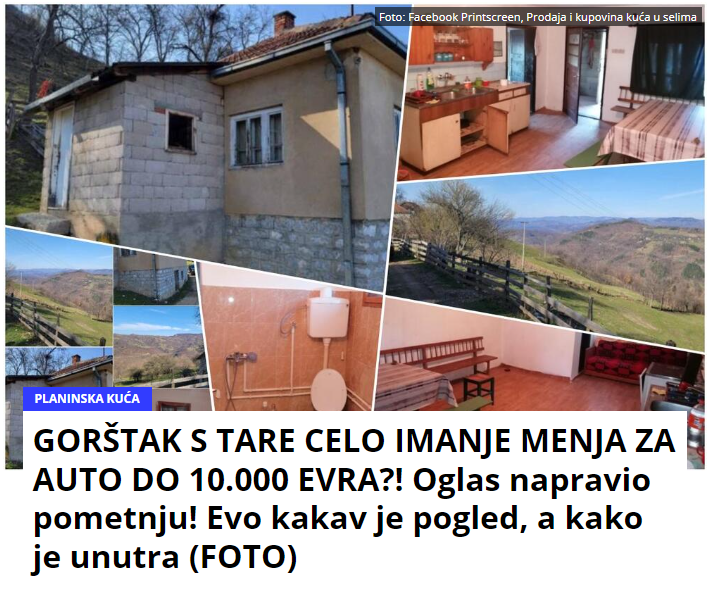 GORŠTAK S TARE CELO IMANJE MENJA ZA AUTO DO 10.000 EVRA?! Oglas napravio pometnju! Evo kakav je pogled, a kako je unutra (FOTO)