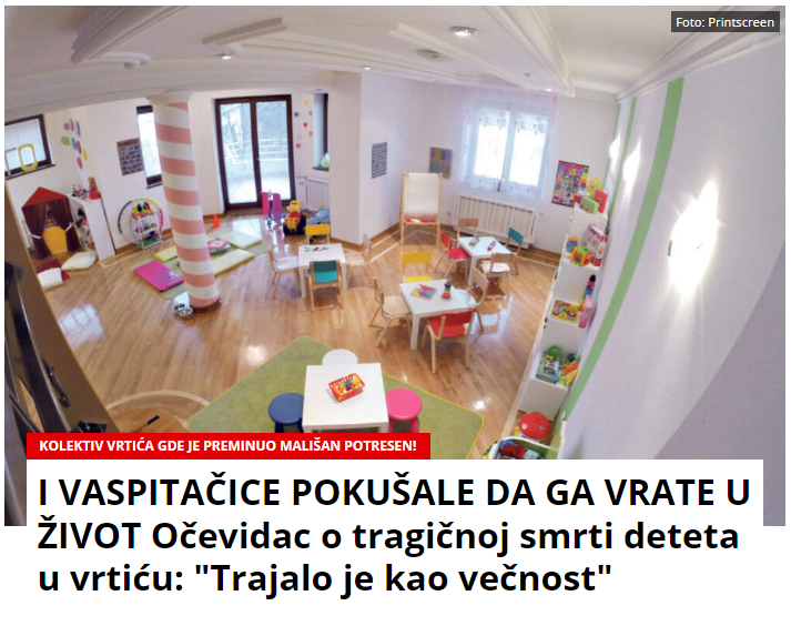 I VASPITAČICE POKUŠALE DA GA VRATE U ŽIVOT Očevidac o tragičnoj smrti deteta u vrtiću: “Trajalo je kao večnost”