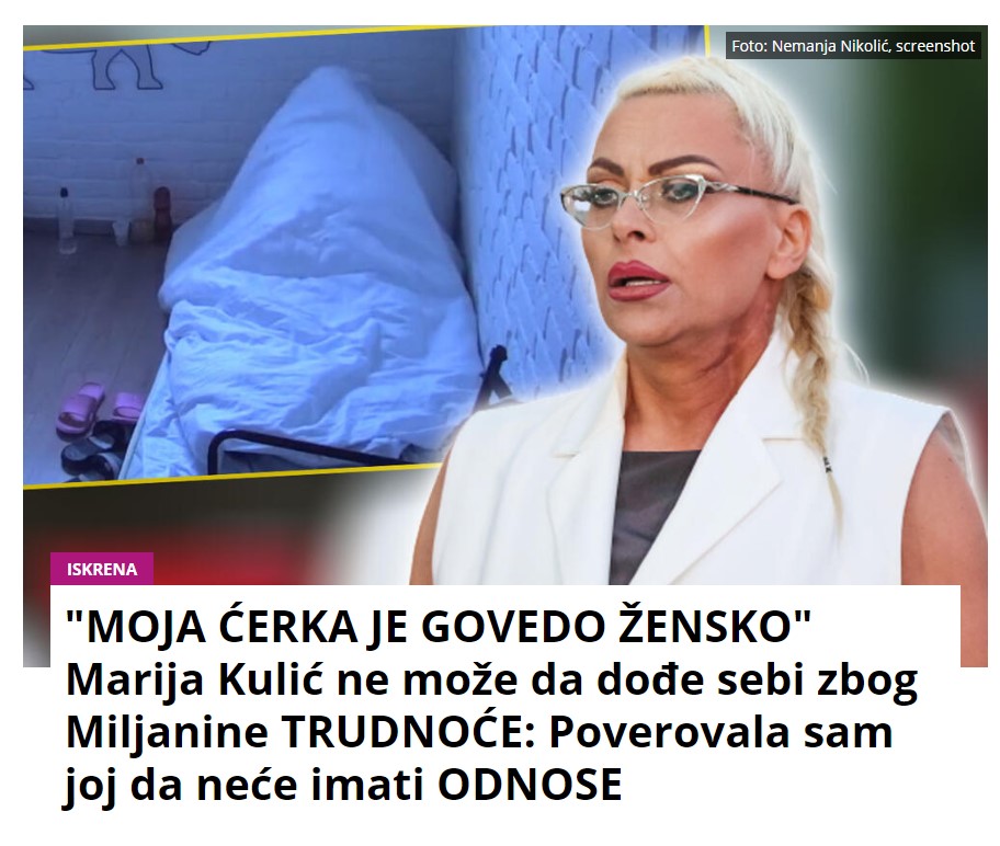“MOJA ĆERKA JE GOVEDO ŽENSKO” Marija Kulić ne može da dođe sebi zbog Miljanine TRUDNOĆE: Poverovala sam joj da neće imati ODNOSE