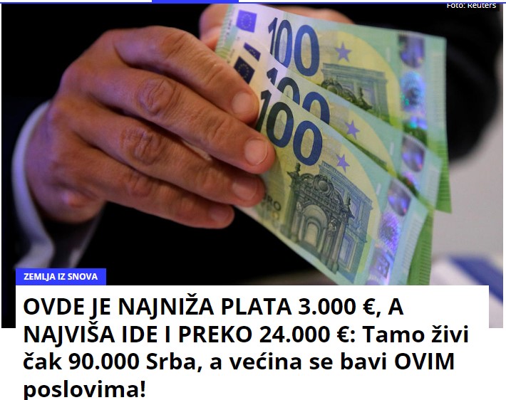 OVDE JE NAJNIŽA PLATA 3.000 €, A NAJVIŠA IDE I PREKO 24.000 €: Tamo živi čak 90.000 Srba, a većina se bavi OVIM poslovima!