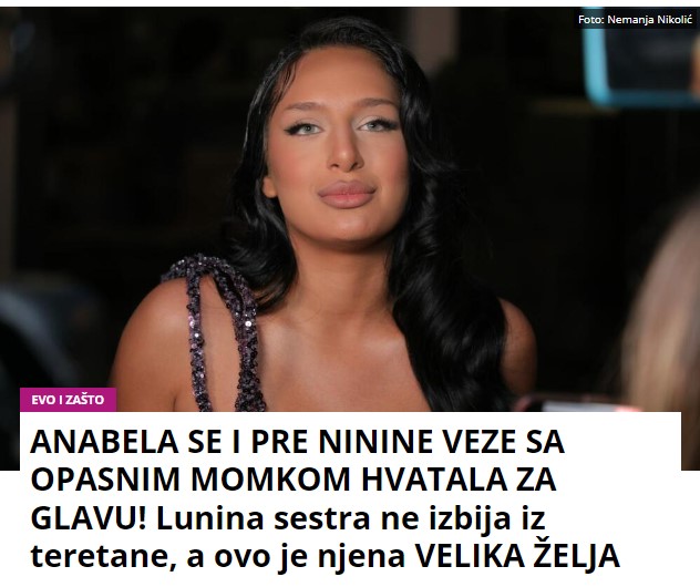 ANABELA SE I PRE NININE VEZE SA OPASNIM MOMKOM HVATALA ZA GLAVU! Lunina sestra ne izbija iz teretane, a ovo je njena VELIKA ŽELJA