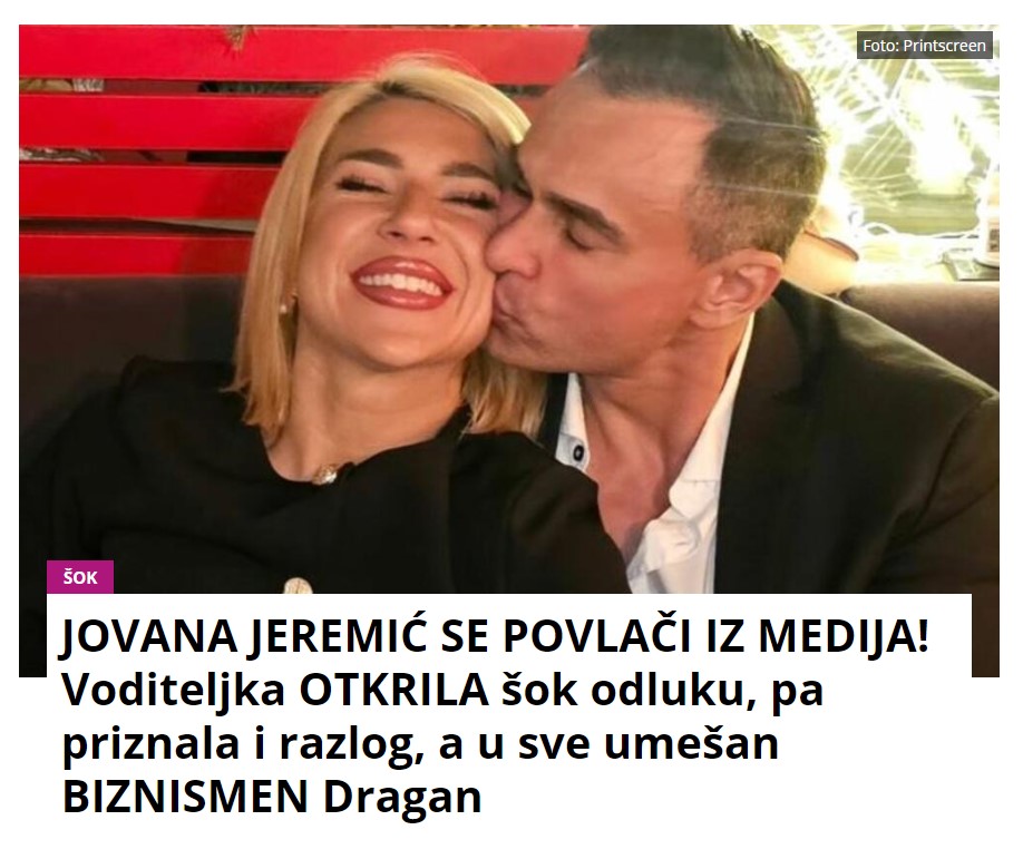 JOVANA JEREMIĆ SE POVLAČI IZ MEDIJA! Voditeljka OTKRILA šok odluku, pa priznala i razlog, a u sve umešan BIZNISMEN Dragan