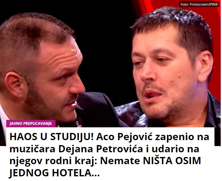 HAOS U STUDIJU! Aco Pejović zapenio na muzičara Dejana Petrovića i udario na njegov rodni kraj: Nemate NIŠTA OSIM JEDNOG HOTELA…