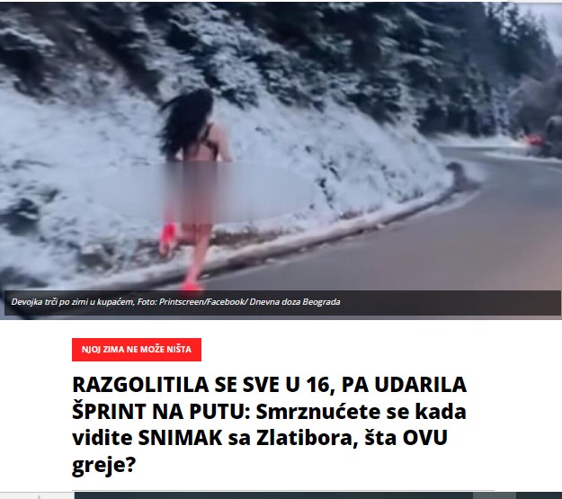 RAZGOLITILA SE SVE U 16, PA UDARILA ŠPRINT NA PUTU: Smrznućete se kada vidite SNIMAK sa Zlatibora, šta OVU greje?