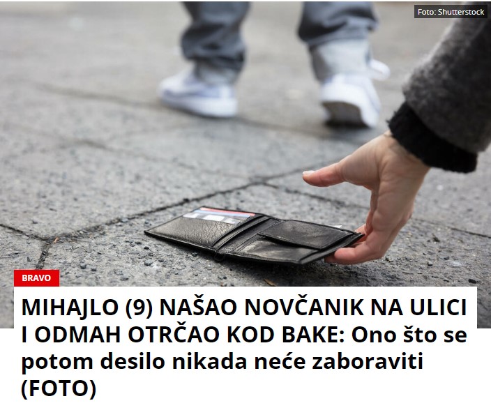 MIHAJLO (9) NAŠAO NOVČANIK NA ULICI I ODMAH OTRČAO KOD BAKE: Ono što se potom desilo nikada neće zaboraviti (FOTO)