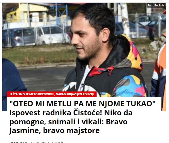 “OTEO MI METLU PA ME NJOME TUKAO” Ispovest radnika Čistoće! Niko da pomogne, snimali i vikali: Bravo Jasmine, bravo majstore