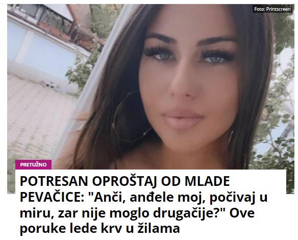 POTRESAN OPROŠTAJ OD MLADE PEVAČICE: “Anči, anđele moj, počivaj u miru, zar nije moglo drugačije?” Ove poruke lede krv u žilama