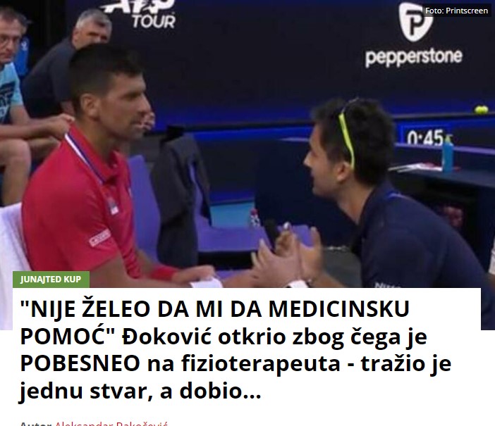 “NIJE ŽELEO DA MI DA MEDICINSKU POMOĆ” Đoković otkrio zbog čega je POBESNEO na fizioterapeuta – tražio je jednu stvar, a dobio…