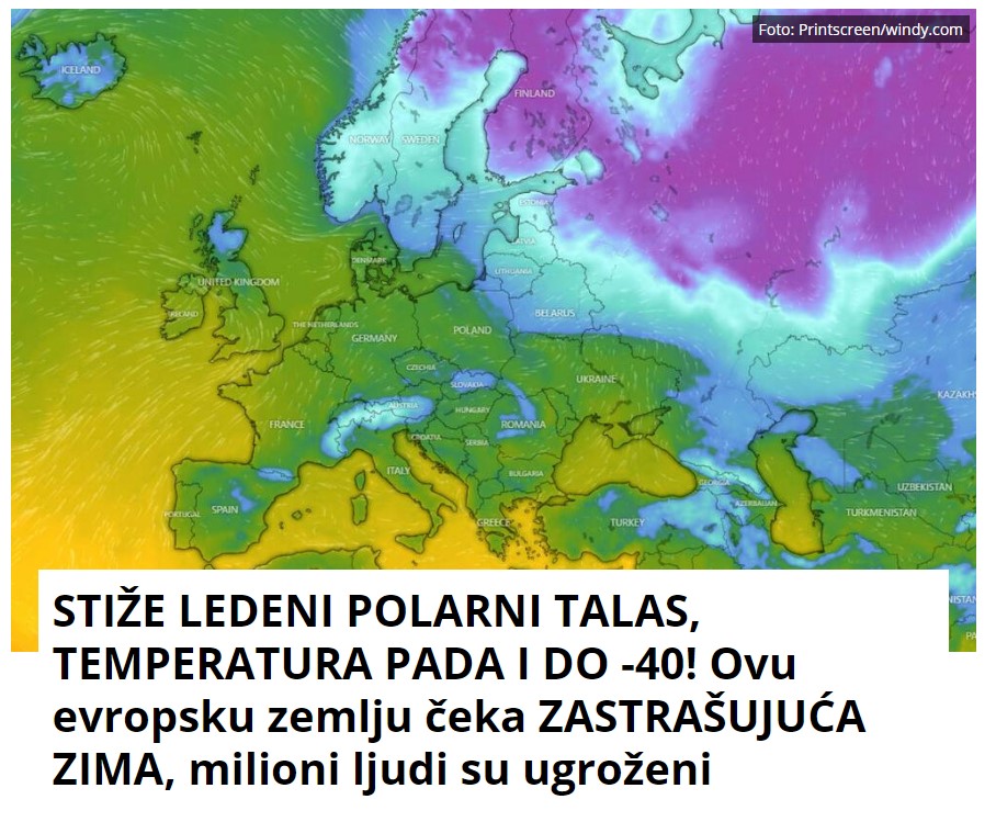 STIŽE LEDENI POLARNI TALAS, TEMPERATURA PADA I DO -40! Ovu evropsku zemlju čeka ZASTRAŠUJUĆA ZIMA, milioni ljudi su ugroženi