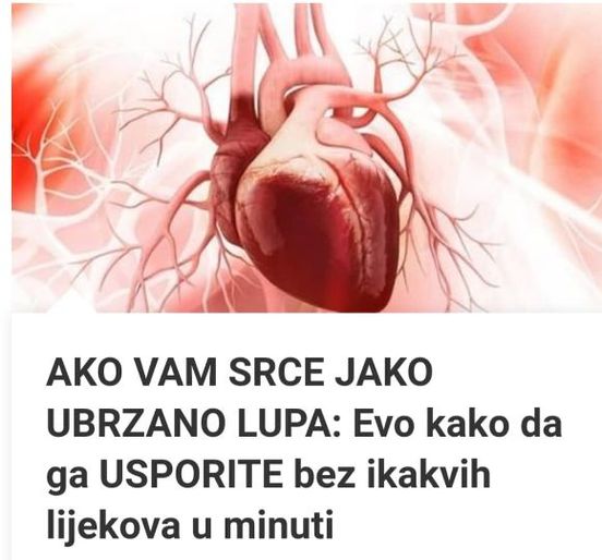 AKO VAM SRCE JAKO UBRZANO LUPA: Evo kako da ga USPORITE bez ikakvih lijekova u minuti