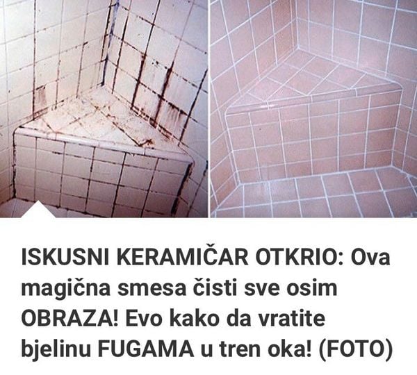 ISKUSNI KERAMIČAR OTKRIO: Ova Magična Smesa Čisti Sve Osim OBRAZA! Evo Kako Da Vratite Bjelinu FUGAMA U Tren Oka! (FOTO)