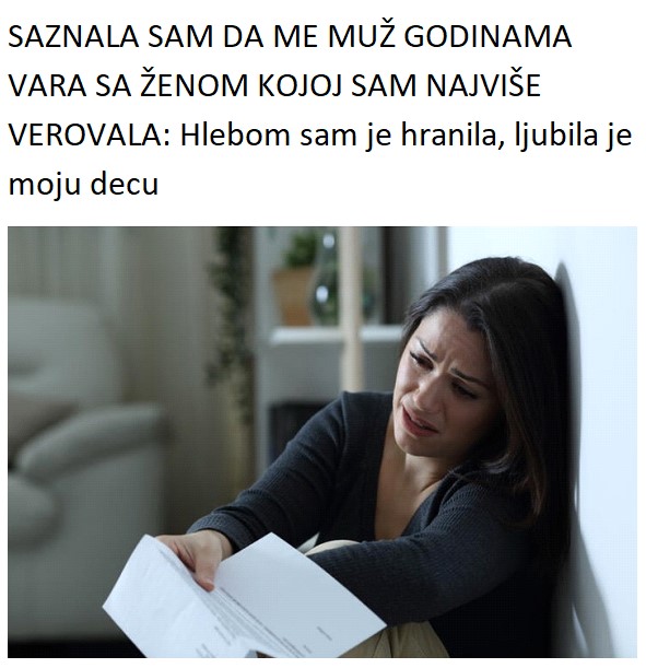 Ispovest žene koja je saznala da je muž vara sa dadiljom