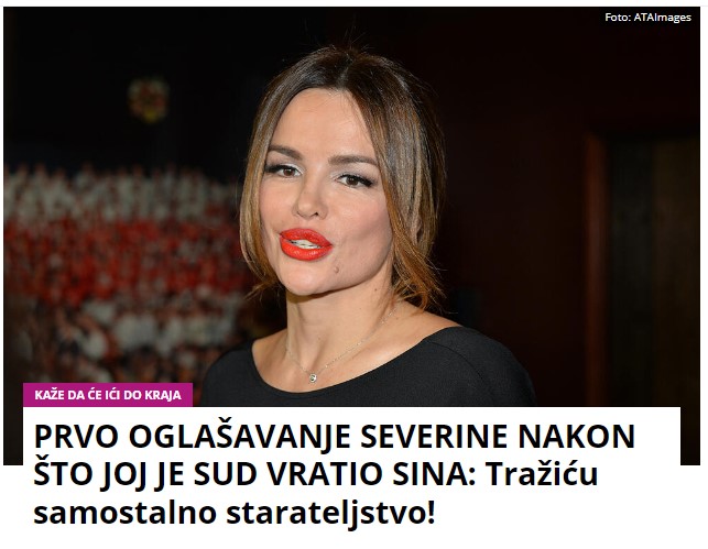 Prvo oglašavanje Severine nakon što je sud vratio sina