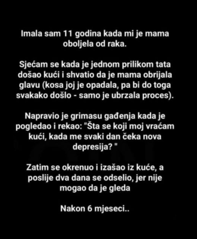 “Imala sam 11 godina kada mi je mama oboljela od raka.”