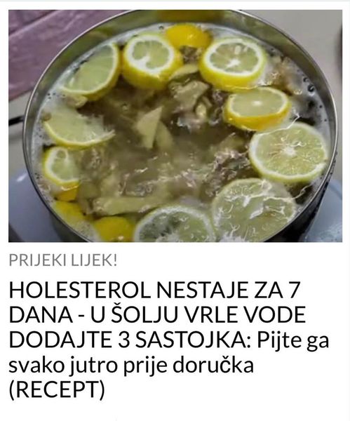 HOLESTEROL NESTAJE ZA 7 DANA – U ŠOLJU VRLE VODE DODAJTE 3 SASTOJKA: Pijte ga svako jutro prije doručka (RECEPT)