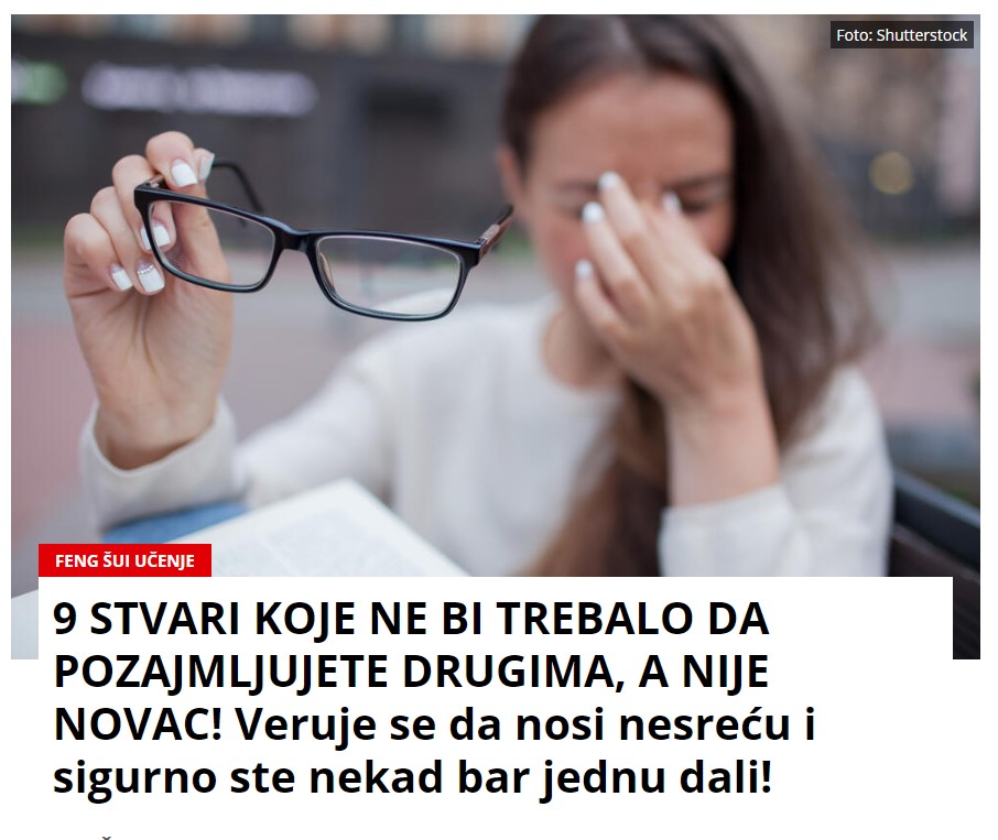 9 STVARI KOJE NE BI TREBALO DA POZAJMLJUJETE DRUGIMA, A NIJE NOVAC! Veruje se da nosi nesreću i sigurno ste nekad bar jednu dali!