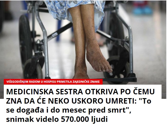 MEDICINSKA SESTRA OTKRIVA PO ČEMU ZNA DA ĆE NEKO USKORO UMRETI: “To se događa i do mesec pred smrt”, snimak videlo 570.000 ljudi