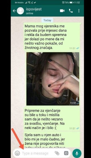 “Mama od vjerenika me pozvala prije mjesec dana”